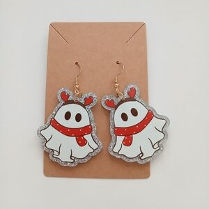 Fashion Jewelry Ghost Earrings with Red and White Accents